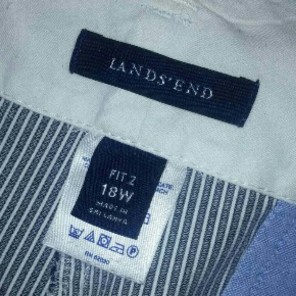 Lands' End Seersucker Pants Navy Blue White - Picture 7 of 8